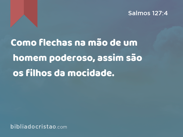 Como flechas na mão de um homem poderoso, assim são os filhos da mocidade. - Salmos 127:4